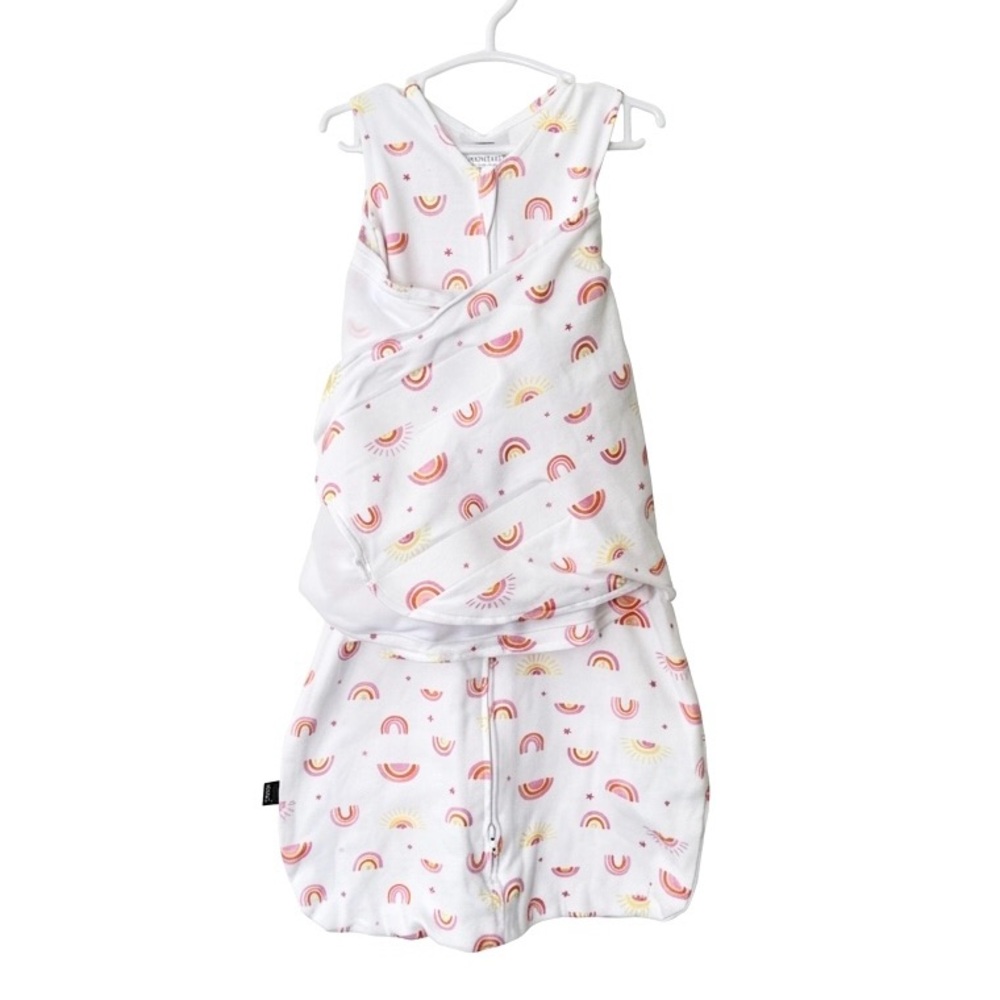 NWOT Halo Baby Sleep Sack Cotton White Pink Rainbow Design Size Small 3-6 Months